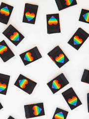 Load image into Gallery viewer, Pride Rainbow Heart Woven Labels | Pack of 8 | Sarah Hearts