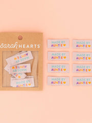 Load image into Gallery viewer, "Made By Auntie" Woven Labels | Pack of 8 | Sarah Hearts