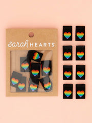 Load image into Gallery viewer, Pride Rainbow Heart Woven Labels | Pack of 8 | Sarah Hearts