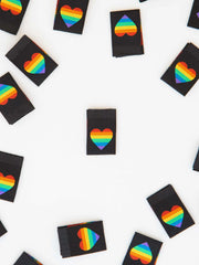Load image into Gallery viewer, Pride Rainbow Heart Woven Labels | Pack of 8 | Sarah Hearts