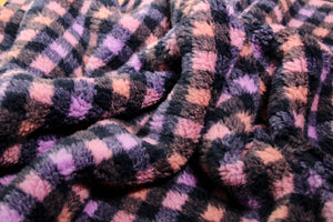Purple/Navy 3/4" Check Cozy Thick Teddy Fleece | Atelier Jupe | By The Half Yard
