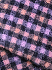 Load image into Gallery viewer, Purple/Navy 3/4" Check Cozy Thick Teddy Fleece | Atelier Jupe | By The Half Yard