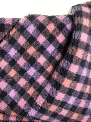 Load image into Gallery viewer, Purple/Navy 3/4" Check Cozy Thick Teddy Fleece | Atelier Jupe | By The Half Yard