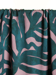 Load image into Gallery viewer, Petrol & Mauve Abstract Leaves Rayon Viscose | Atelier Jupe | By The Half Yard