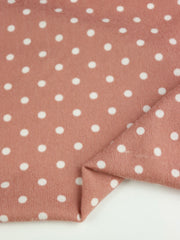 Load image into Gallery viewer, Polka Dots on Mauve Brushed Hacci Sweater Knit
