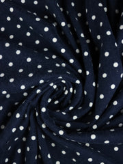 Load image into Gallery viewer, Polka Dots on Navy Brushed Hacci Sweater Knit