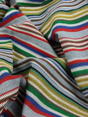 Load image into Gallery viewer, Red/Blue/Green/Yellow/Brown Striped Jacquard Woven | Designer Deadstock