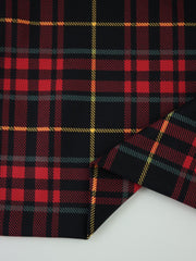 Load image into Gallery viewer, 1YD PRECUT; Black/Ruby/Yellow/Hazy Mint Plaid Matte Nylon Spandex Tricot | Designer Deadstock