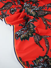 Load image into Gallery viewer, Fanned Floral on Red Nylon Spandex Tricot | Designer Deadstock