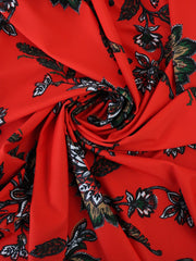 Load image into Gallery viewer, Fanned Floral on Red Nylon Spandex Tricot | Designer Deadstock
