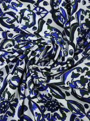 Load image into Gallery viewer, Cobalt & Olive Single Border Mosaic Nylon Spandex Tricot | Designer Deadstock