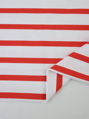 Load image into Gallery viewer, Tomato & White Stripe Matte Nylon Spandex Tricot | Designer Deadstock