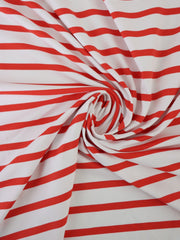 Load image into Gallery viewer, Tomato & White Stripe Matte Nylon Spandex Tricot | Designer Deadstock