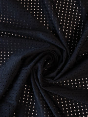 Load image into Gallery viewer, Black Italian Perforated Stretch Mesh Nylon Spandex | Designer Deadstock