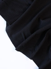 Load image into Gallery viewer, Black Italian Waffle Stretch Mesh Nylon Spandex | Designer Deadstock