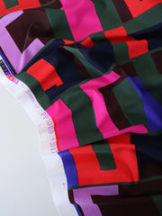 Load image into Gallery viewer, Navy/Olive/Royal/Red/Fuchsia/Lilac/Brown Blocks Nylon Spandex Tricot | Designer Deadstock