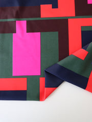 Load image into Gallery viewer, Navy/Olive/Royal/Red/Fuchsia/Lilac/Brown Blocks Nylon Spandex Tricot | Designer Deadstock