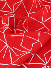 Load image into Gallery viewer, White Lines on Electric Red Linen Blend