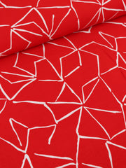 Load image into Gallery viewer, White Lines on Electric Red Linen Blend