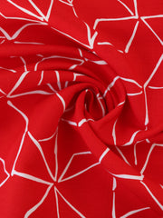 Load image into Gallery viewer, White Lines on Electric Red Linen Blend