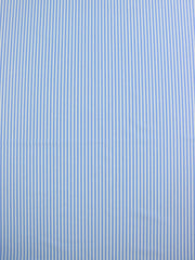 Load image into Gallery viewer, French Blue & White 1/8" Vertical Stripe Nylon Spandex Tricot | Designer Deadstock