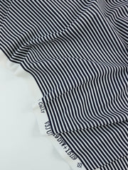Load image into Gallery viewer, Midnight Navy & White 1/8" Vertical Stripe Nylon Spandex Tricot | Designer Deadstock