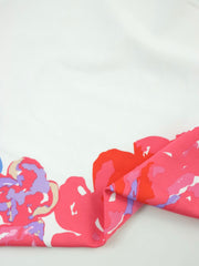 Load image into Gallery viewer, Large Floral on White Matte Nylon Spandex Tricot | Designer Deadstock