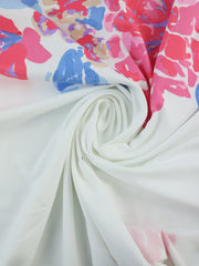 Load image into Gallery viewer, Large Floral on White Matte Nylon Spandex Tricot | Designer Deadstock