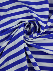 Load image into Gallery viewer, Royal & White 1/2" Horizontal Stripe Nylon Spandex Tricot | Designer Deadstock