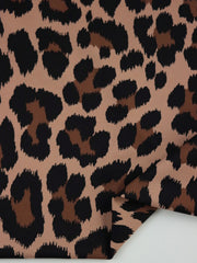 Load image into Gallery viewer, Cheetah on Bisque Matte Nylon Spandex Tricot | Designer Deadstock