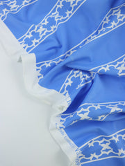 Load image into Gallery viewer, French Blue Lattice Stripe Matte Nylon Spandex Tricot | Designer Deadstock