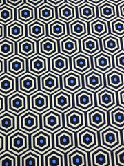 Load image into Gallery viewer, Navy/Ivory/Peri Hexagon Lines Nylon Spandex Tricot | Designer Deadstock