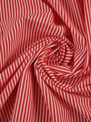 Load image into Gallery viewer, Red & White 1/8" Vertical Stripe Nylon Spandex Tricot | Designer Deadstock