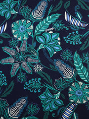 Load image into Gallery viewer, Floral Centric on Navy Nylon Spandex Tricot | Designer Deadstock