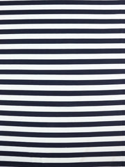 Load image into Gallery viewer, Midnight Navy & White 1/2" Horizontal Stripe Nylon Spandex Tricot | Designer Deadstock