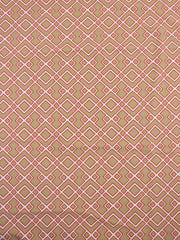 Load image into Gallery viewer, Red Outline Geometric on Tan Nylon Spandex Tricot | Designer Deadstock