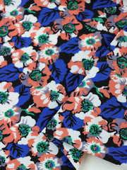 Load image into Gallery viewer, Royal & Coral Floral Nylon Spandex Tricot