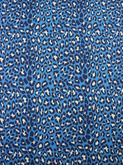 Load image into Gallery viewer, Cheetah on Blue Matte Nylon Spandex Tricot | Designer Deadstock