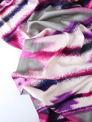Load image into Gallery viewer, Pink/Purple/Gray Blurred Stripe 100% Silk Jersey