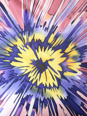 Load image into Gallery viewer, Mauve/Ivory/Purple/Yellow Large Starburst 100% Silk Jersey