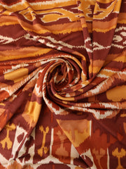 Load image into Gallery viewer, 2YD 10IN REMNANT; Shades of Rust Geometric Stripe 100% Silk Jersey