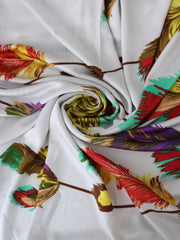 Load image into Gallery viewer, 2YD 26IN REMNANT; Climbing Feathers Single Border 100% Silk Jersey