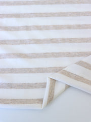 Load image into Gallery viewer, 1/4" Heathered Oatmeal & 1/2" Ivory Stripe Rayon Spandex Jersey | Made in USA