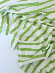 Load image into Gallery viewer, 1/4" Key Lime & 1/2" Ivory Stripe Rayon Spandex Jersey | Made in USA