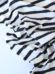 Load image into Gallery viewer, 1/4" Heathered Coal & 1/2" Ivory Stripe Rayon Spandex Jersey | Made in USA