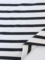 Load image into Gallery viewer, 1/4" Heathered Coal & 1/2" Ivory Stripe Rayon Spandex Jersey | Made in USA
