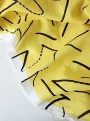 Load image into Gallery viewer, 1YD PRECUT; Funky Lines On Yellow Linen Cotton