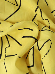 Load image into Gallery viewer, 1YD PRECUT; Funky Lines On Yellow Linen Cotton