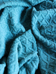 Load image into Gallery viewer, 1YD Ocean Blue Interwoven Squares Quilted Knit | Kayla's Destash