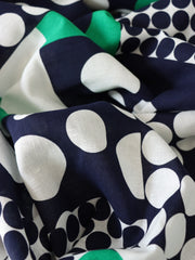 Load image into Gallery viewer, Navy & Emerald Mod Dot Linen Cotton